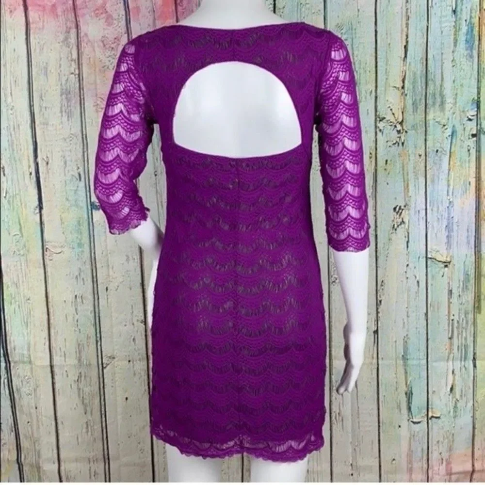 Free People Holly Lace Fuchsia Purple Mini Sheath Dress XS